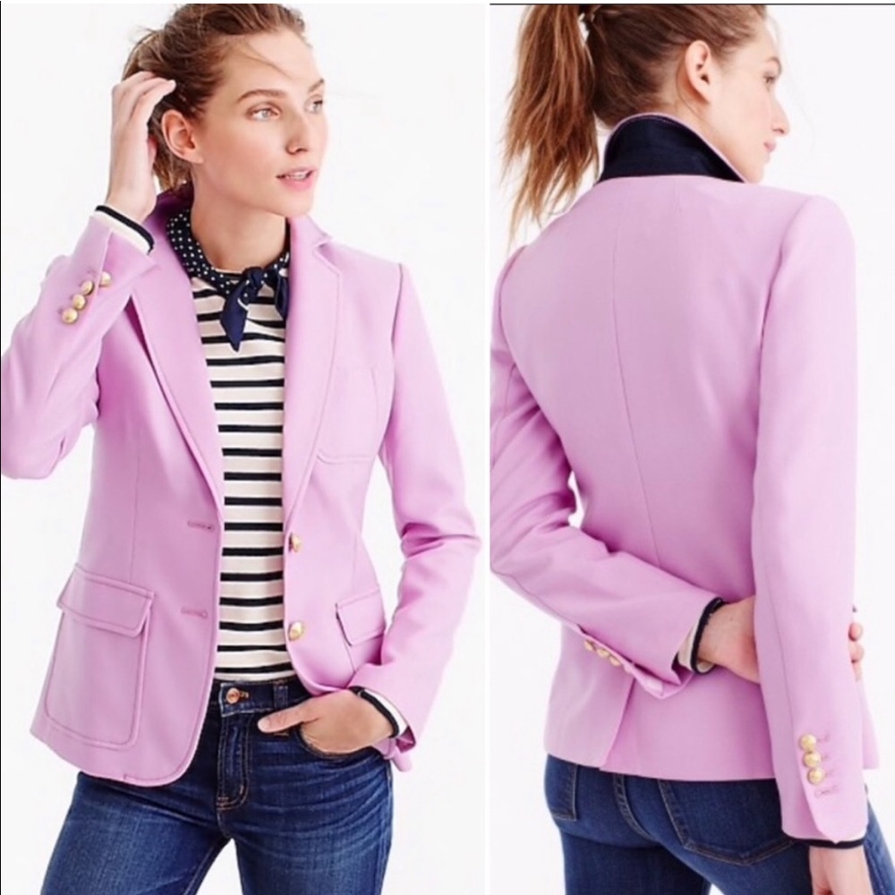 J. Crew Lilac Blazer with Contrast Navy Collar